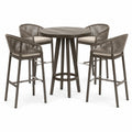 Set da esterno 5 pezzi con tavolo rotondo Ø 105 cm e 4 sgabelli 58 × 58 × 102 cm, marrone, tortora e beige