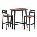 Set da bar a 3 pezzi con tavolo 100 × 40 × 90 cm e 2 sgabelli 40 × 40 × 95 cm, marrone e nero, stile industriale