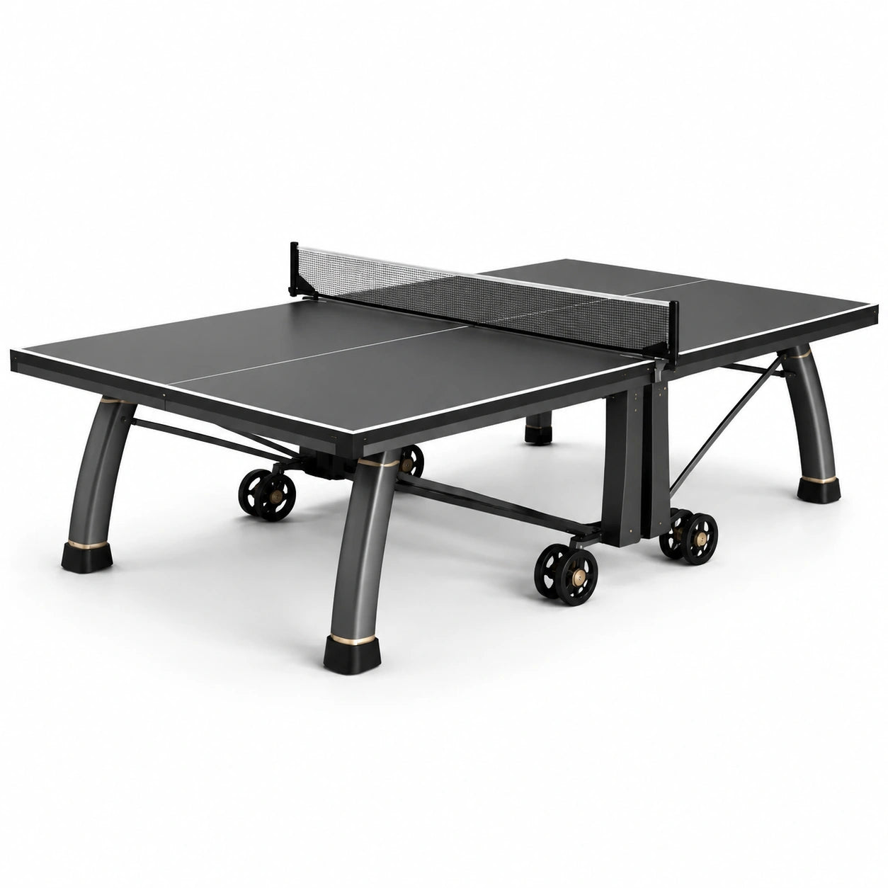 Tavolo da ping pong pieghevole 274 × 152,5 × 76 cm, nero e bianco, con rete e ruote