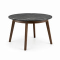 Tavolo rotondo nero e noce con piano effetto marmo, Ø 110 × H 75 cm