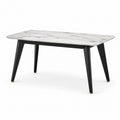 Tavolo rettangolare moderno 120 × 70 × 75 cm con piano effetto marmo bianco e struttura nera