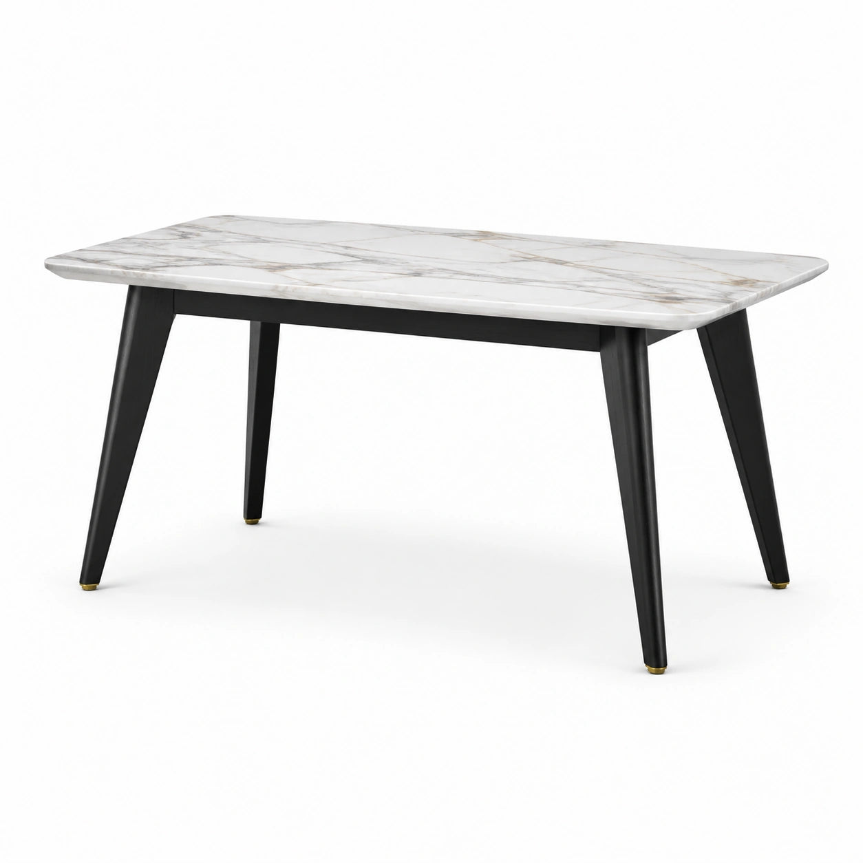 Tavolo rettangolare moderno 120 × 70 × 75 cm con piano effetto marmo bianco e struttura nera
