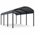 Carport per auto in acciaio antracite con tetto curvo, 600 × 600 × 300 cm