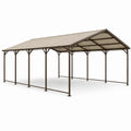 Gazebo da giardino in acciaio marrone con copertura beige a doppia falda, 600 × 300 × 270 cm