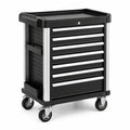 Carrello portautensili nero e argento 77 × 47 × 98 cm con 7 cassetti, serratura e 4 ruote