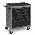 Carrello portautensili in acciaio grigio e nero 68 × 46 × 82 cm con 5 cassetti, 4 ruote e serratura