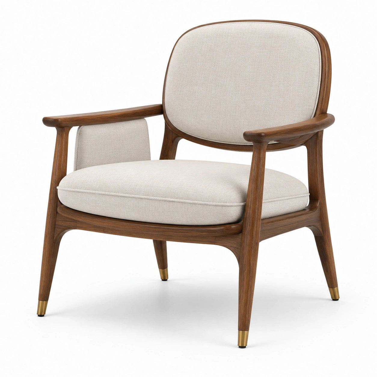 Poltrona imbottita con braccioli, 72 × 78 × 82 cm, beige, marrone e dorato