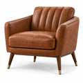 Poltrona rétro in similpelle color cognac 90 × 82 × 83 cm con schienale scanalato
