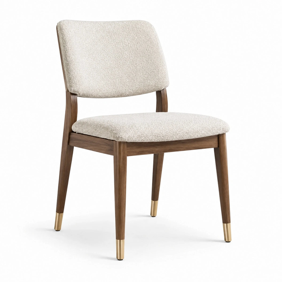 Sedia da pranzo imbottita in legno e tessuto beige, 52 x 58 x 82 cm, stile moderno