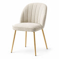 Sedia imbottita moderna 50 × 55 × 82 cm in tessuto bouclé crema con gambe in metallo dorato