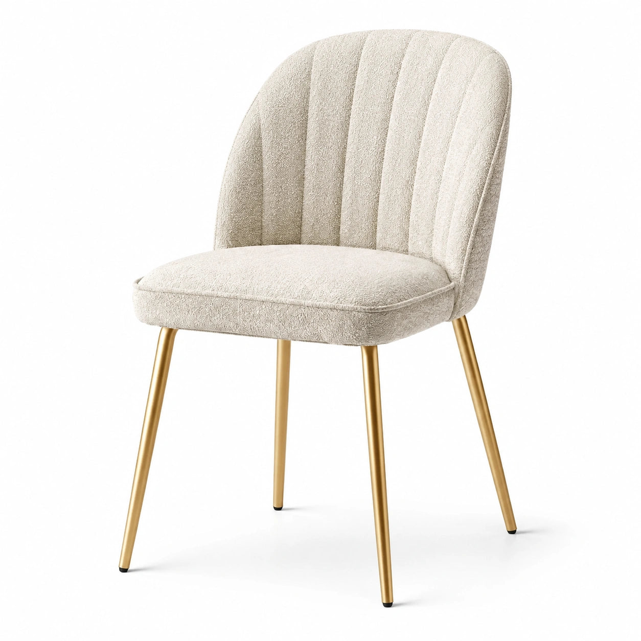 Sedia imbottita moderna 50 × 55 × 82 cm in tessuto bouclé crema con gambe in metallo dorato