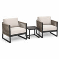 Set da giardino moderno 3 pezzi con 2 poltrone 74 × 76 × 78 cm e tavolino 45 × 45 × 45 cm, beige, tortora e nero