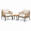Set da giardino beige e crema con 2 poltrone 72 × 75 × 84 cm e tavolino 45 × 45 × 45 cm