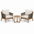 Set da giardino 3 pezzi con 2 poltrone 72 × 78 × 82 cm e tavolino Ø 55 × 48 cm, marrone naturale, antracite e bianco crema